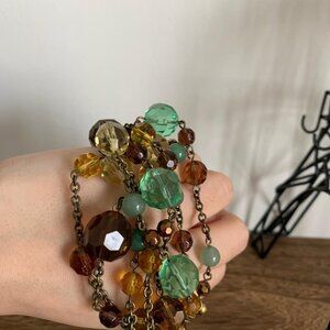 Chunky Boho Bracelet with Multicolor Beads & Chain